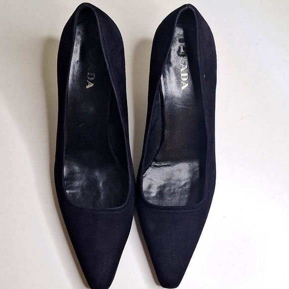 Prada Shoes - Prada Black Pointed Toe Suede Pumps
